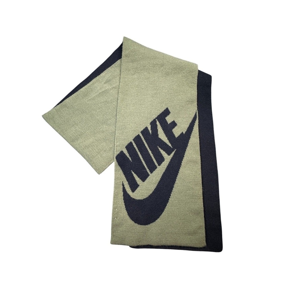 Nike Unisex Green Black Stretch Logo Knit Reversible Sport Scarf 64"x8" Running